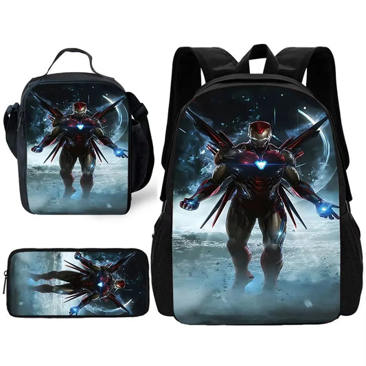 Avengers Iron Man School Bag Set - Spread Wings on Snowy Background