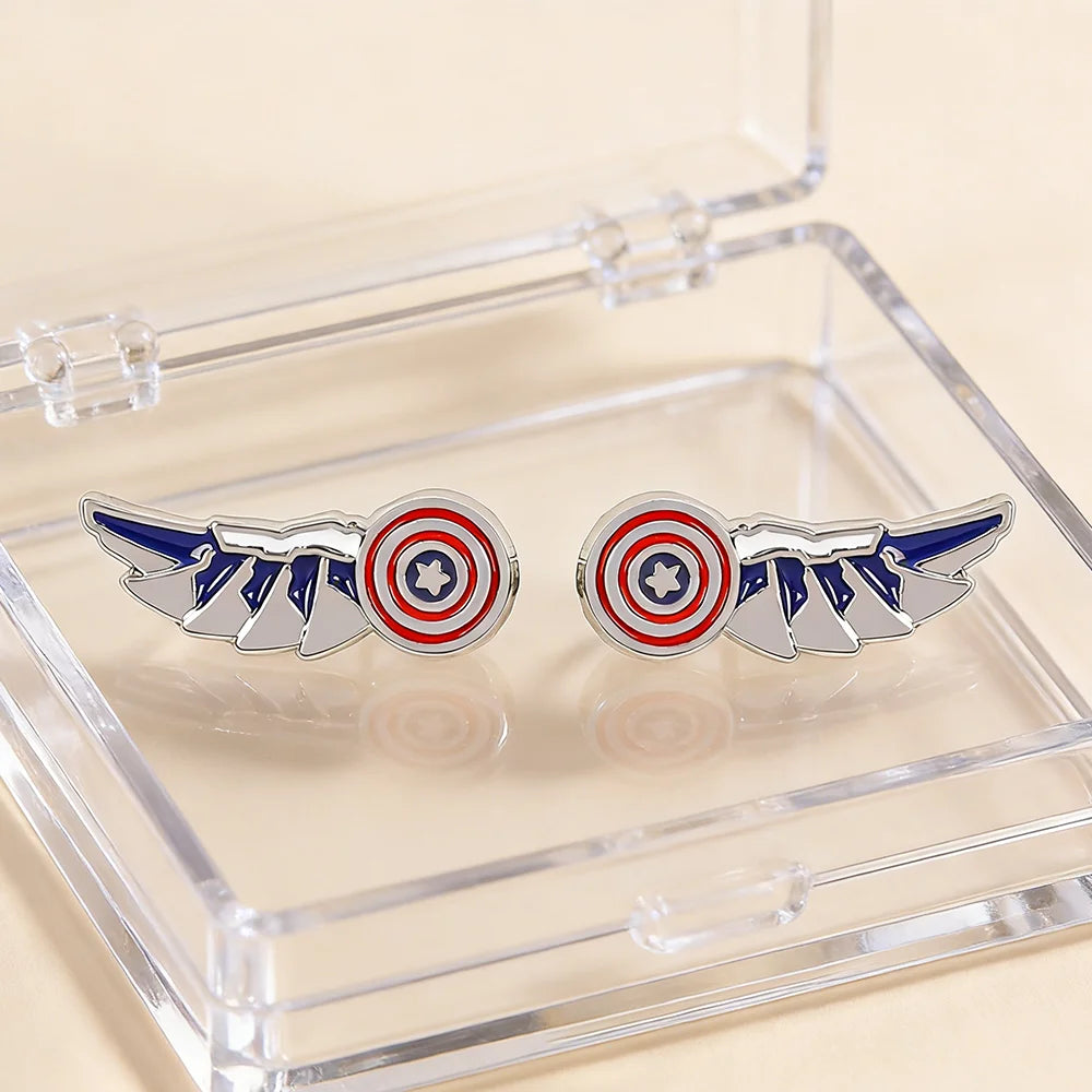 Cercei Captain America – Aripi și scut emailate