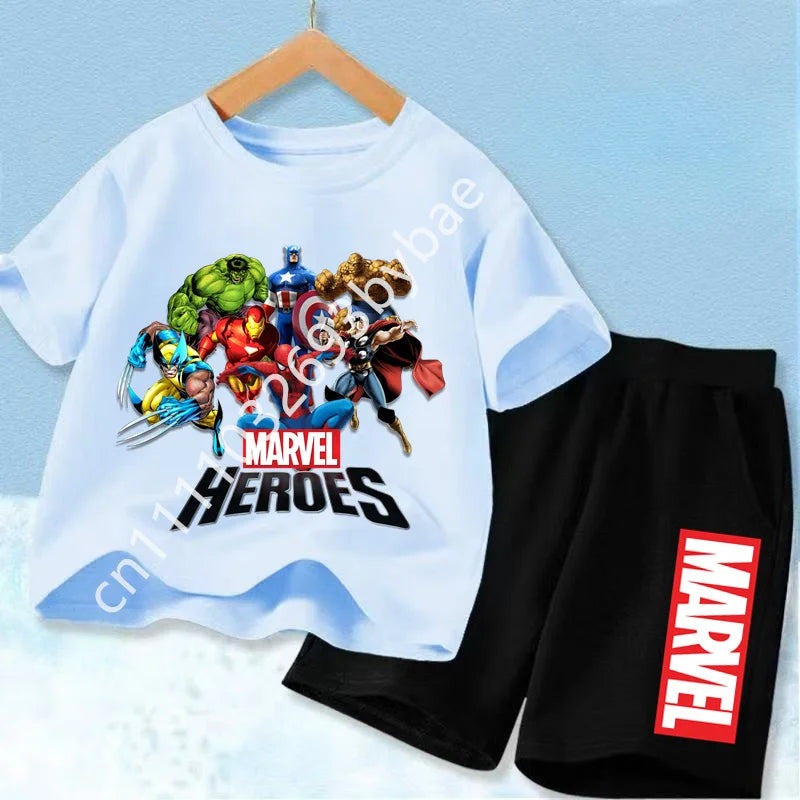 Avengers Marvel Heroes-børne-T-shirt - hvidt sæt med gruppe