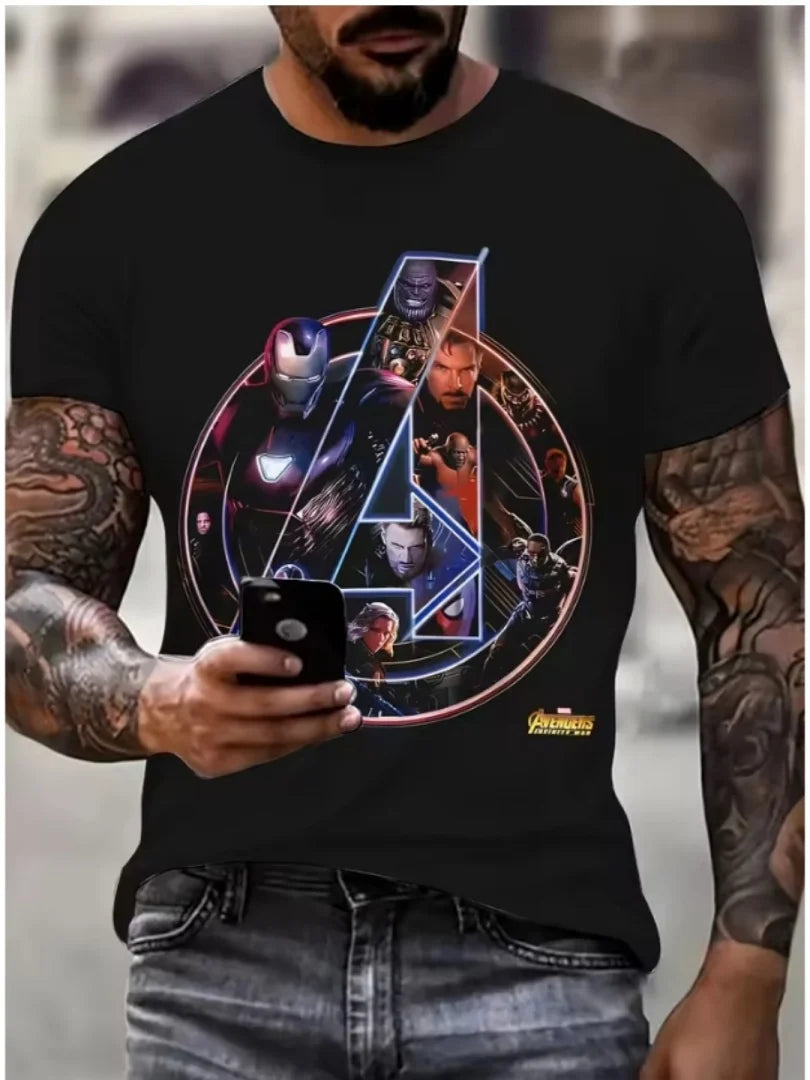 Avengers Infinity War-T-shirt – collage af logoer og figurer til mænd