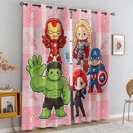 Zatemňovací závěsy Avengers Chibi – růžové