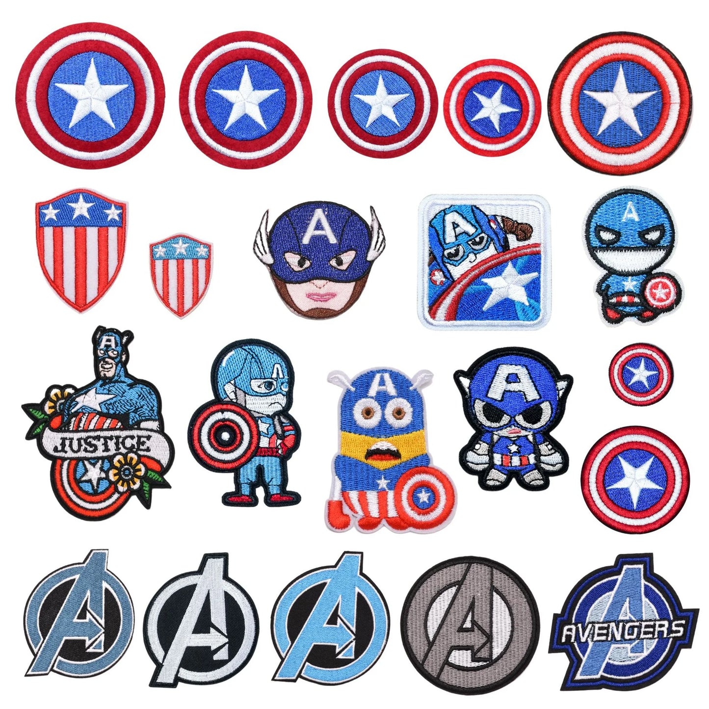 Patch Avengers Captain America - Estrela branca