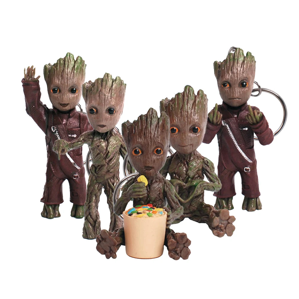 Breloc Baby Groot, figurină 3D - Colecție cu diverse costume