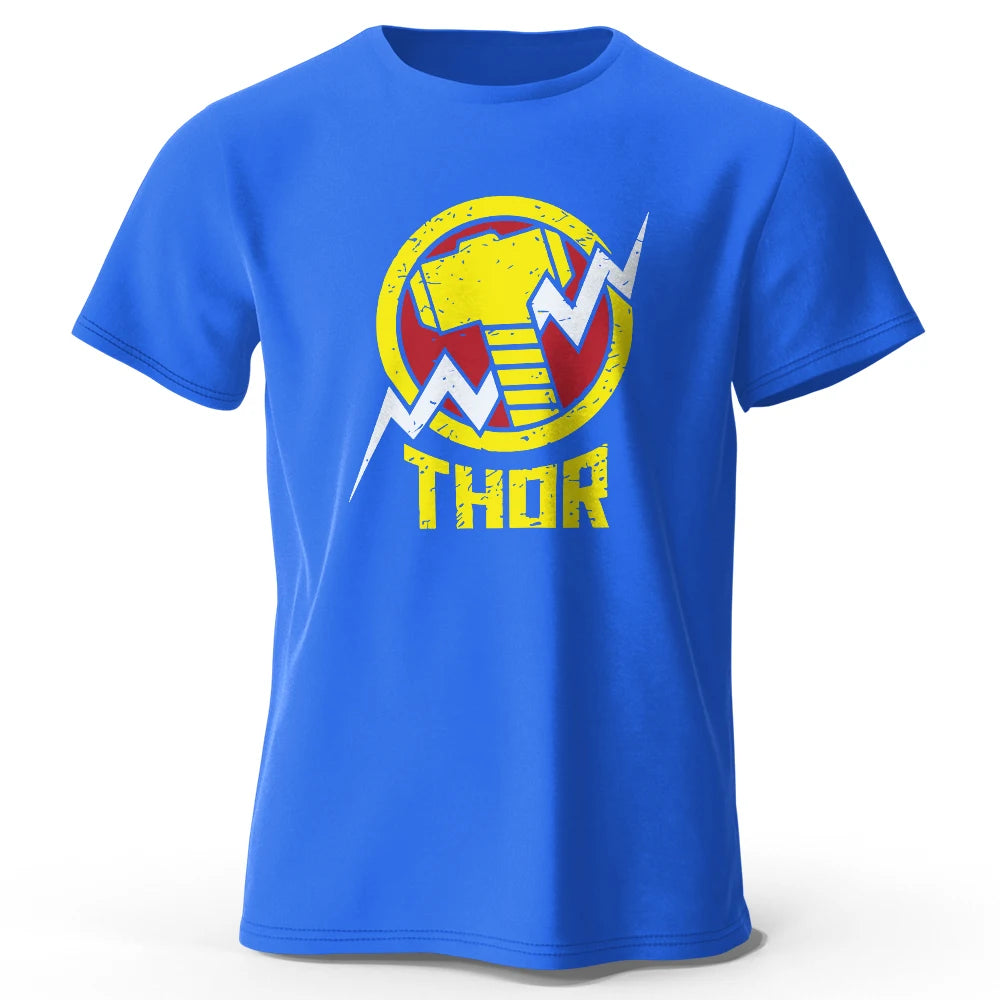 Thor-póló – vintage villámos kalapácslogó, fekete