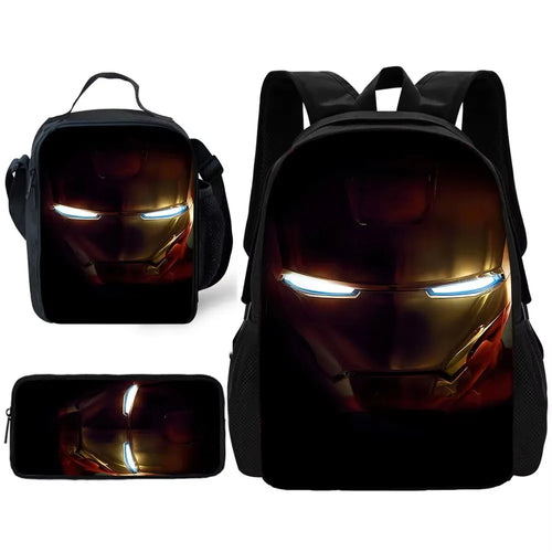 Set ghiozdan Avengers Iron Man - Prim-plan întunecat al căștii