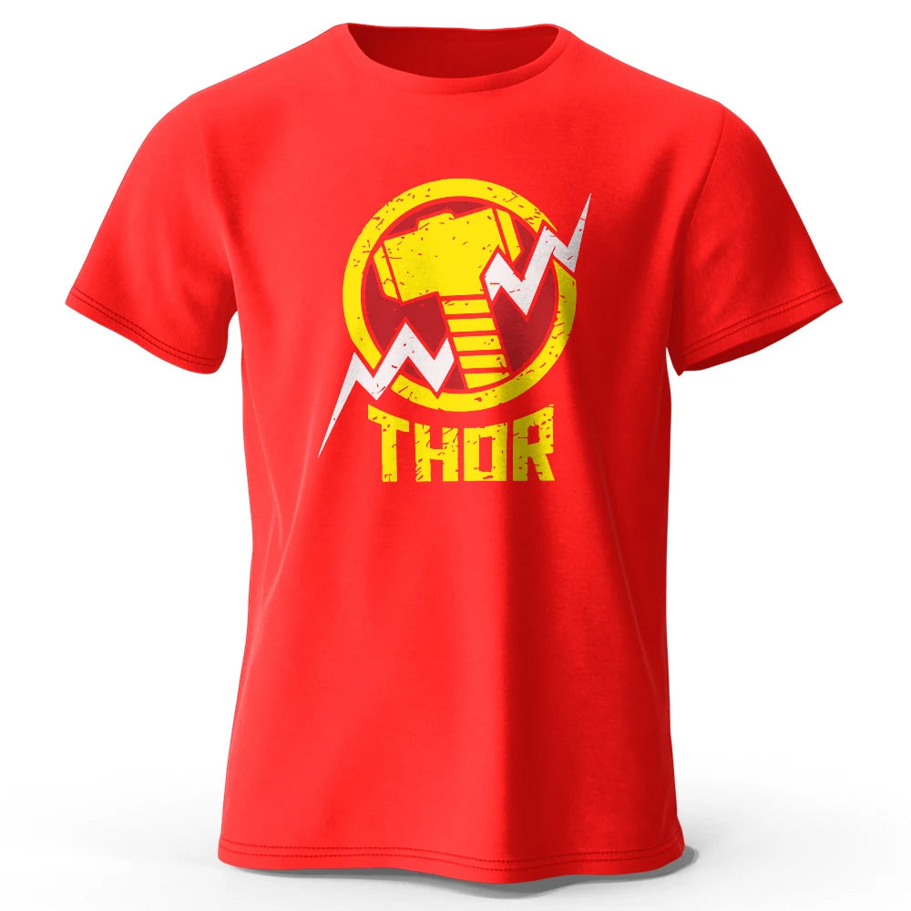Thor-póló – vintage villámos kalapácslogó, fekete