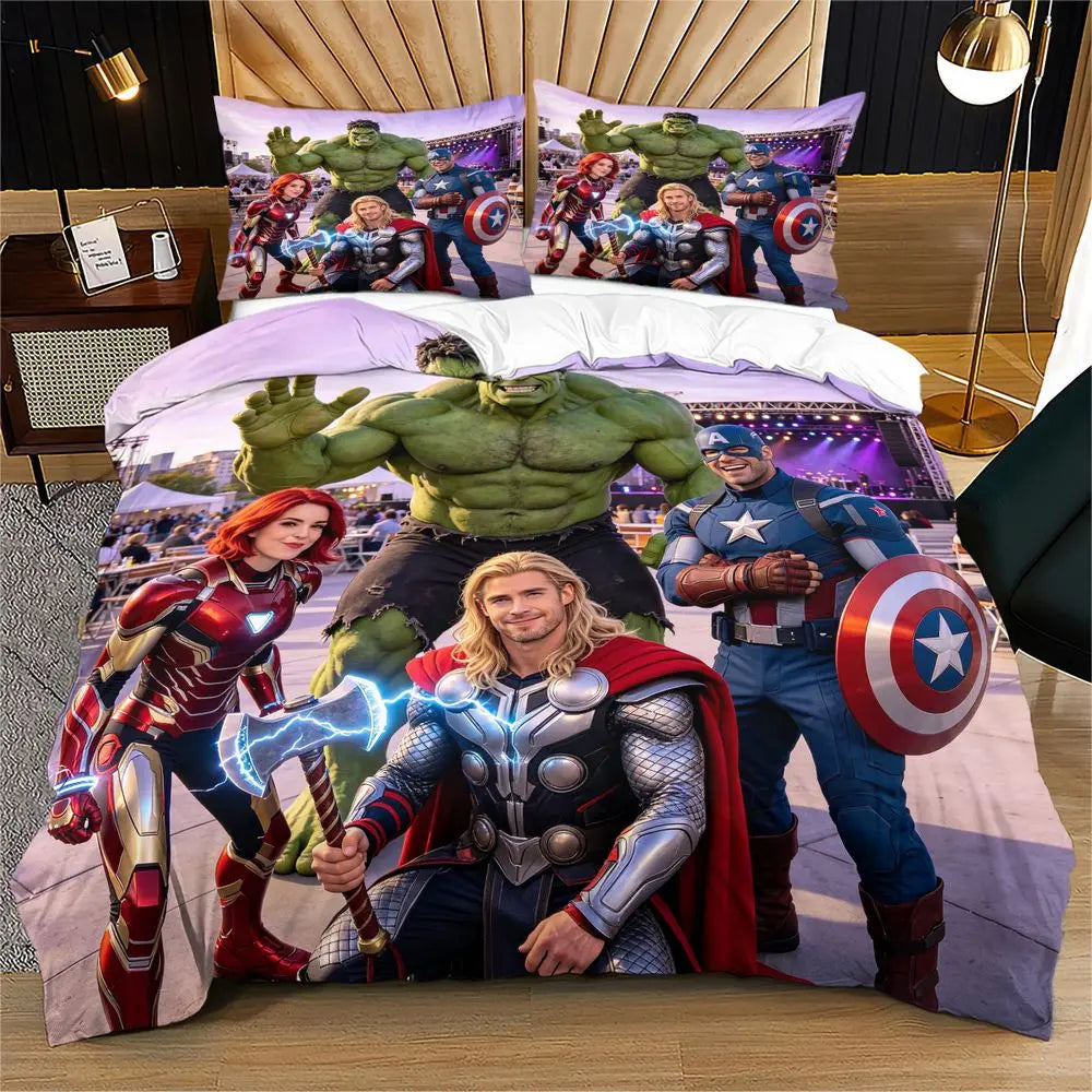 Avengers Duvet Cover - Realistic Group Photo with Rescue Suit
