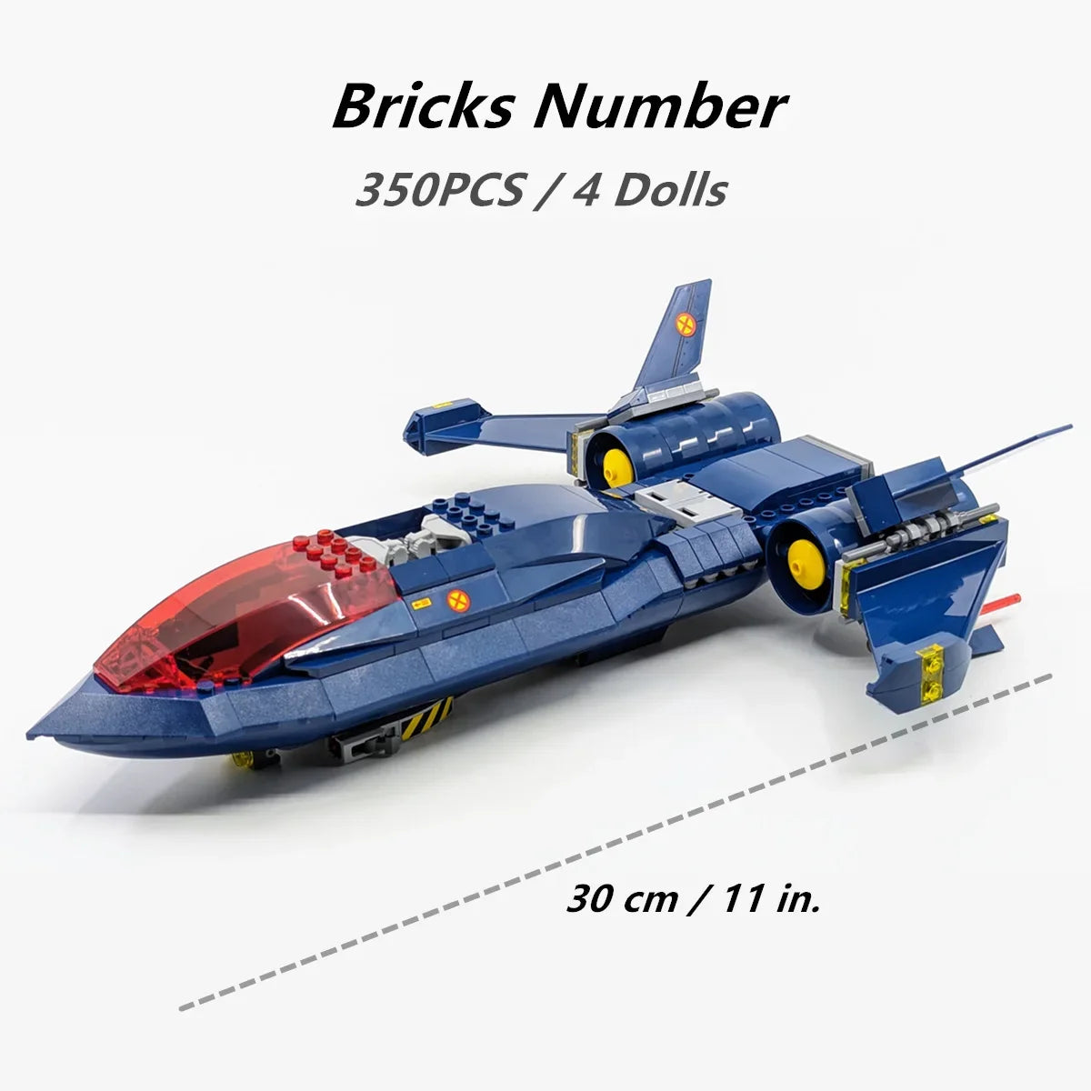 Brinquedo de blocos de construção do avião X-Jet Blackbird - Modelo Avengers X-Men