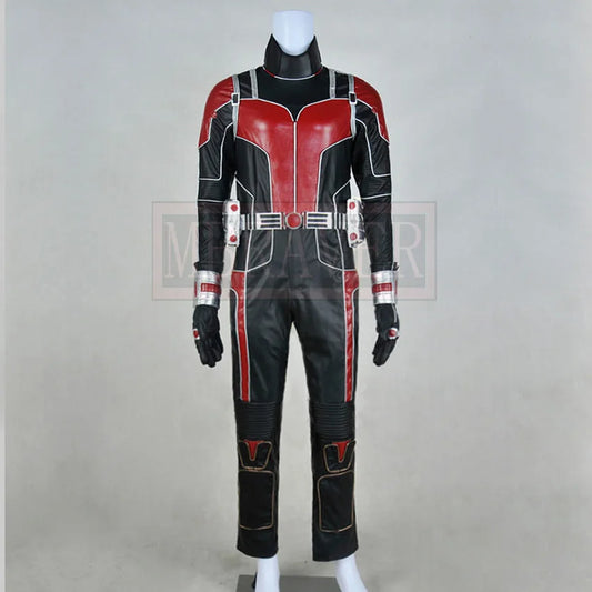Kostým Ant-Man – červeno-černá kožená kombinéza s kovovým opaskem
