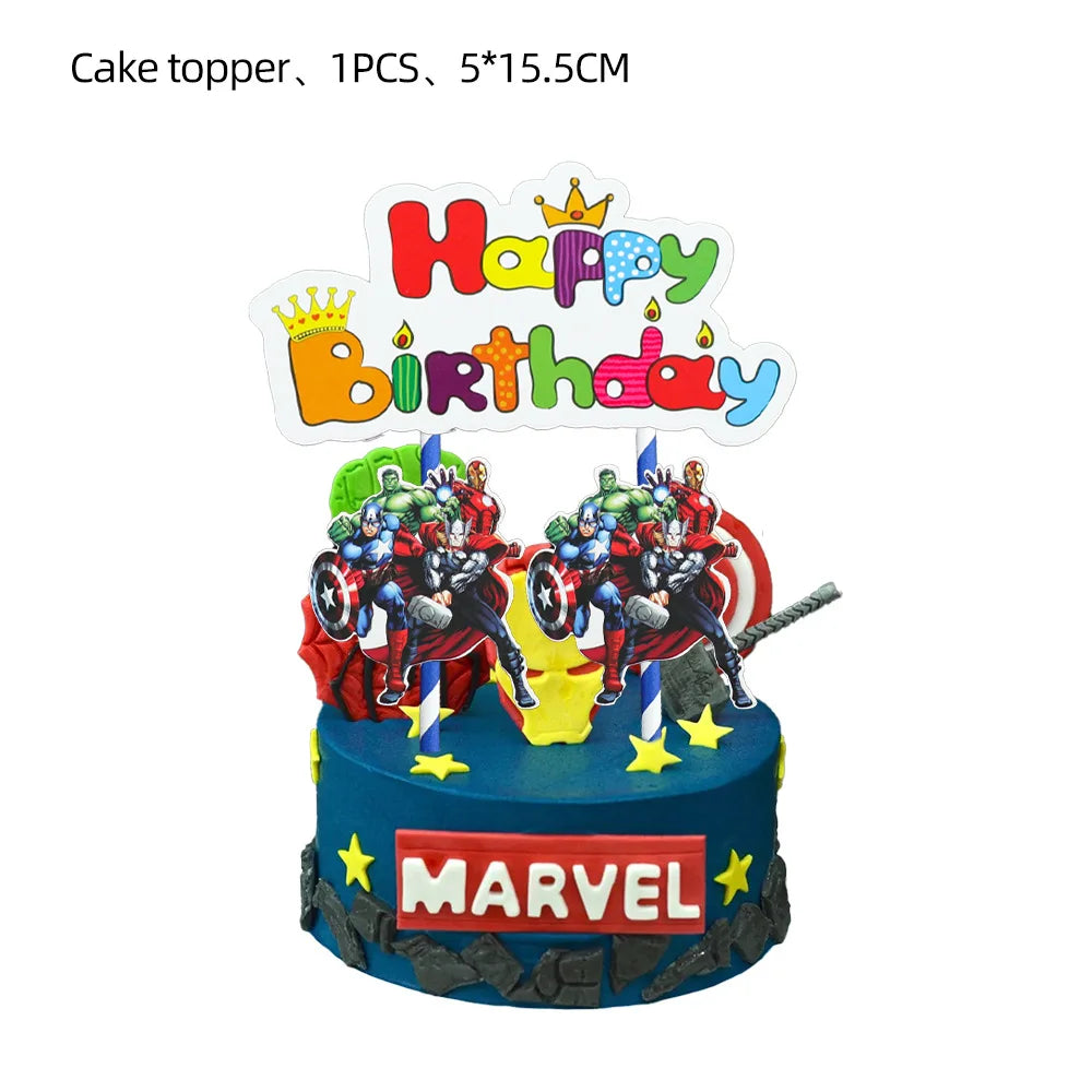 Decoração de aniversário Avengers - bandeira para bolo