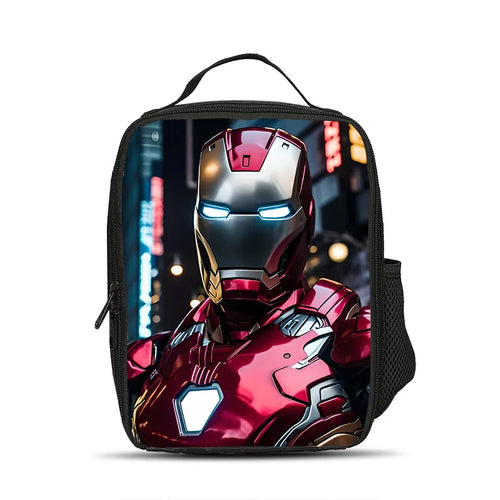 Geantă de prânz termoizolantă Avengers Iron Man – Bust cu neoane, oraș nocturn