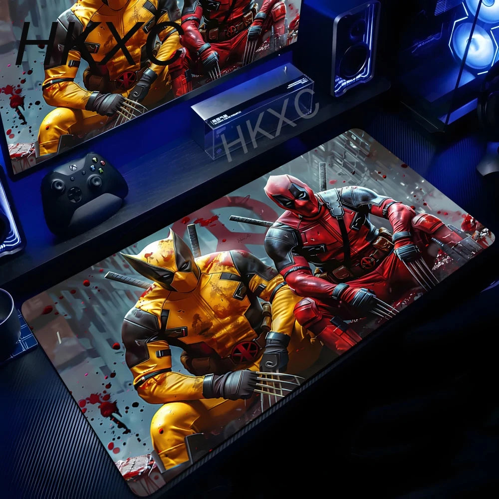 Marvel Deadpool och Wolverine-musmatta – duo i förstörd stad