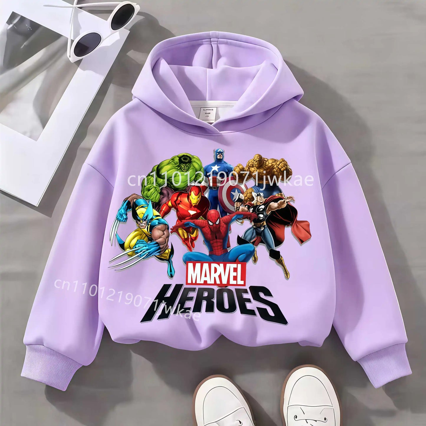 Kids' Marvel Heroes Group Hoodie - Lilac