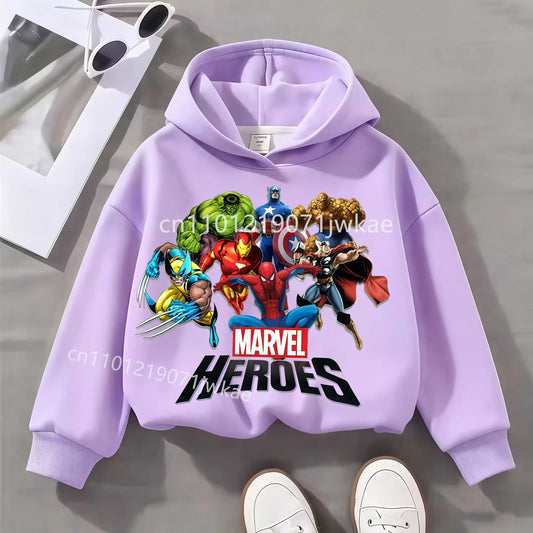 Kids' Marvel Heroes Group Hoodie - Lilac