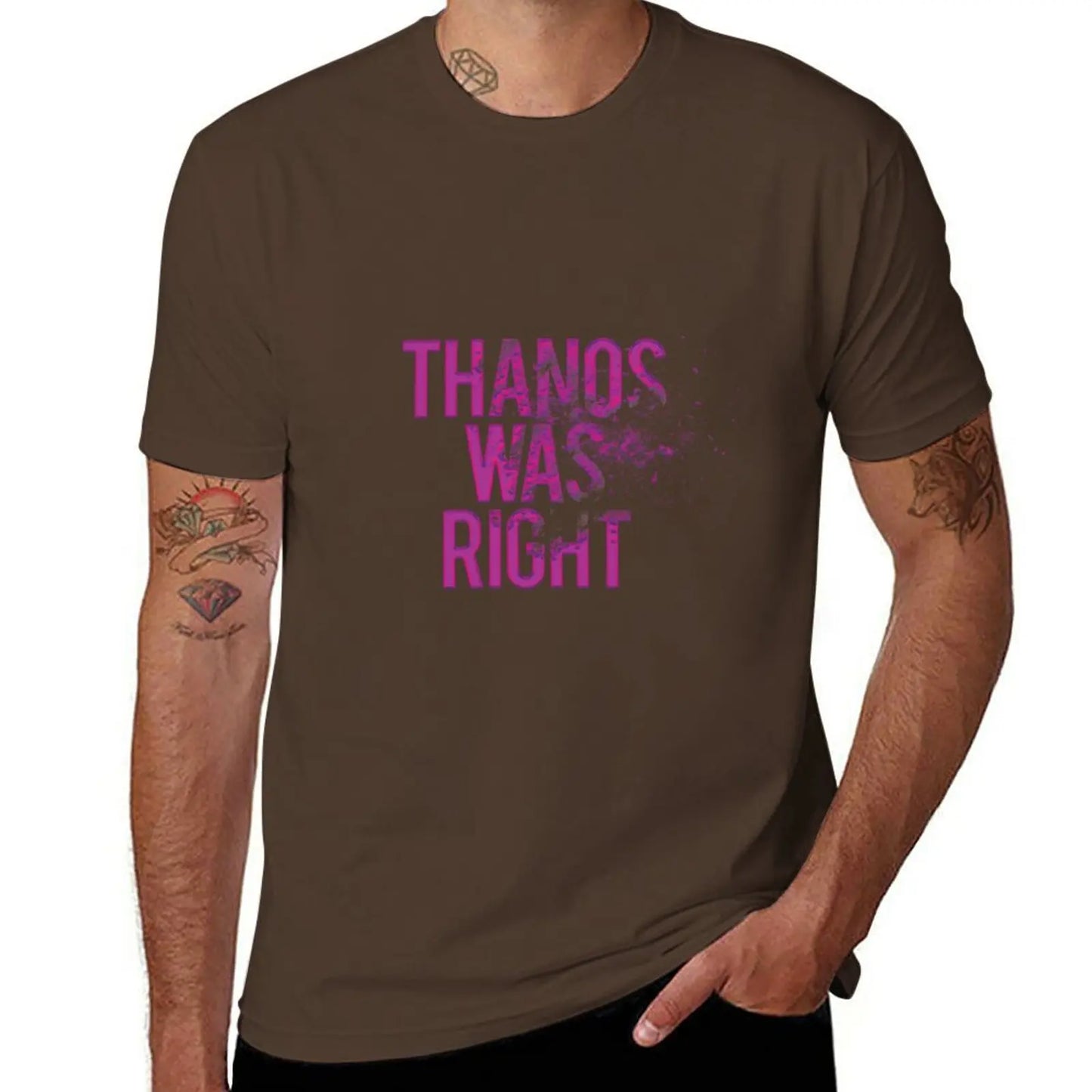 Thanos Was Right T-shirt – text med dammeffekt för män