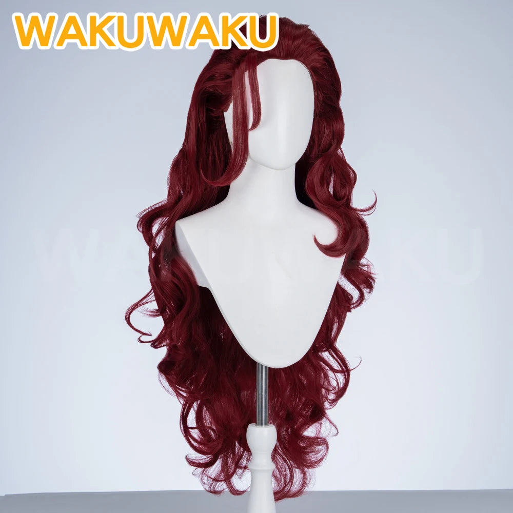 Scarlet Witch-paryk – bordeauxrødt, krøllet hår med diadem