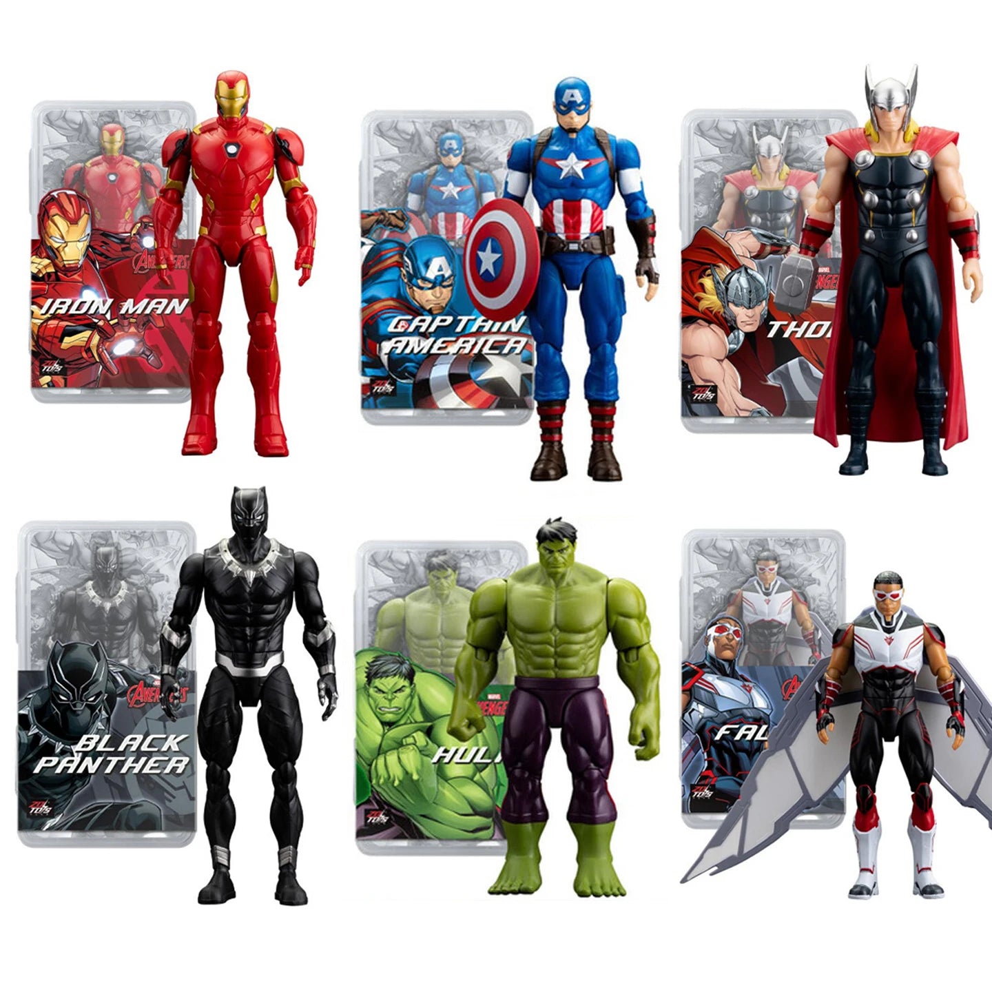 Avengers készlet – több karakteres kollekció: Iron Man, Thor, Hulk, Spider-Man, 18 cm