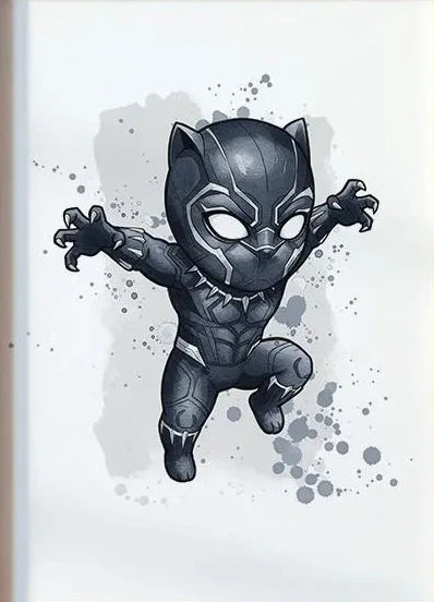 Poster em aguarela Black Panther – Salto com garras