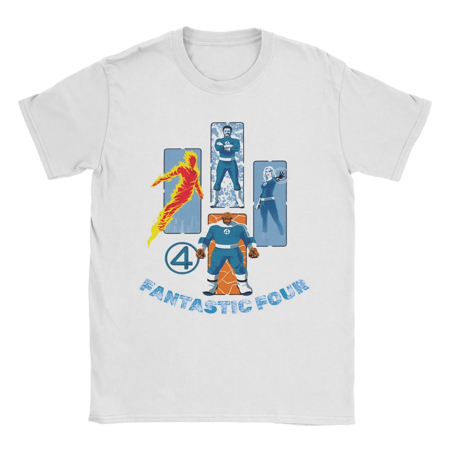 T-shirt The Fantastic 4 First Steps – poster rétro bleu unisexe