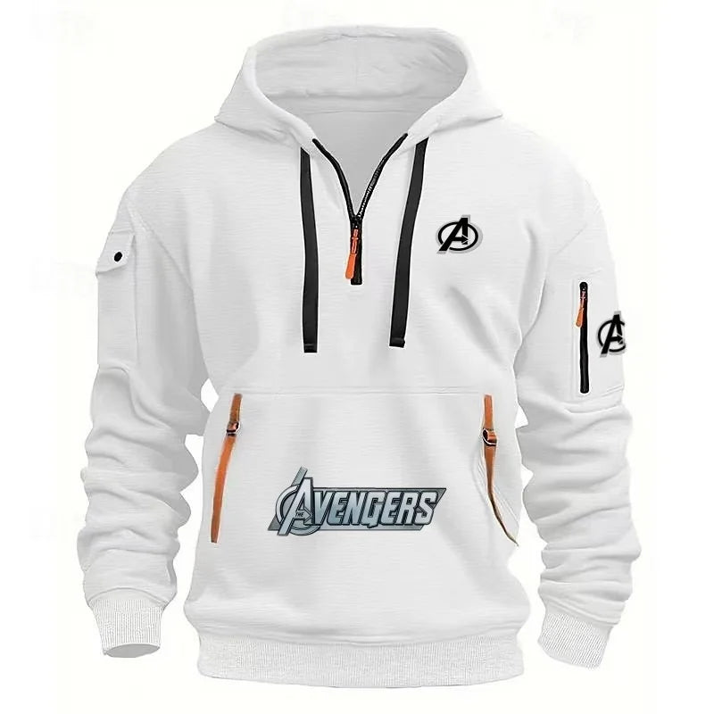 Avengers Half-Zip Hoodie Men's - Multi-Pocket Black Yellow