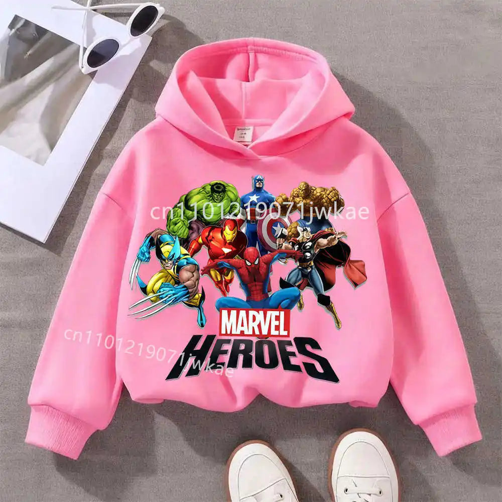 Kids' Marvel Heroes Group Hoodie - Pink