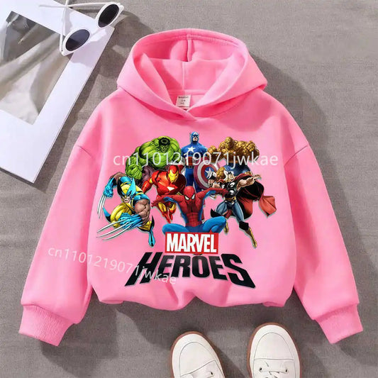 Kids' Marvel Heroes Group Hoodie - Pink
