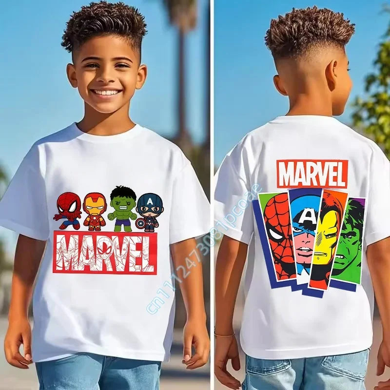 Kids' Marvel T-Shirt - Pop Art Faces Spider-Man Captain America Hulk