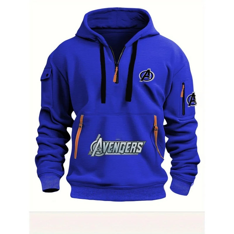 Avengers Half-Zip Hoodie Men's - Multi-Pocket Black Yellow
