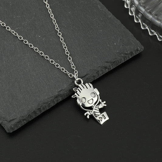 Försilvrat Baby Groot-halsband med hänge – Guardians of the Galaxy