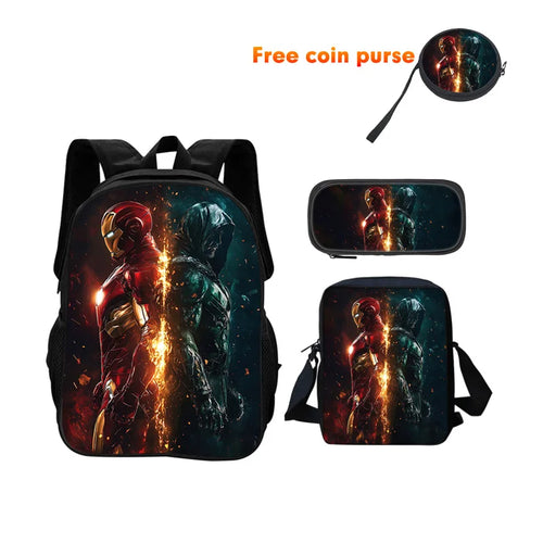 Avengers Iron Man 3-Piece School Bag Set - Dark Silhouette Face-Off