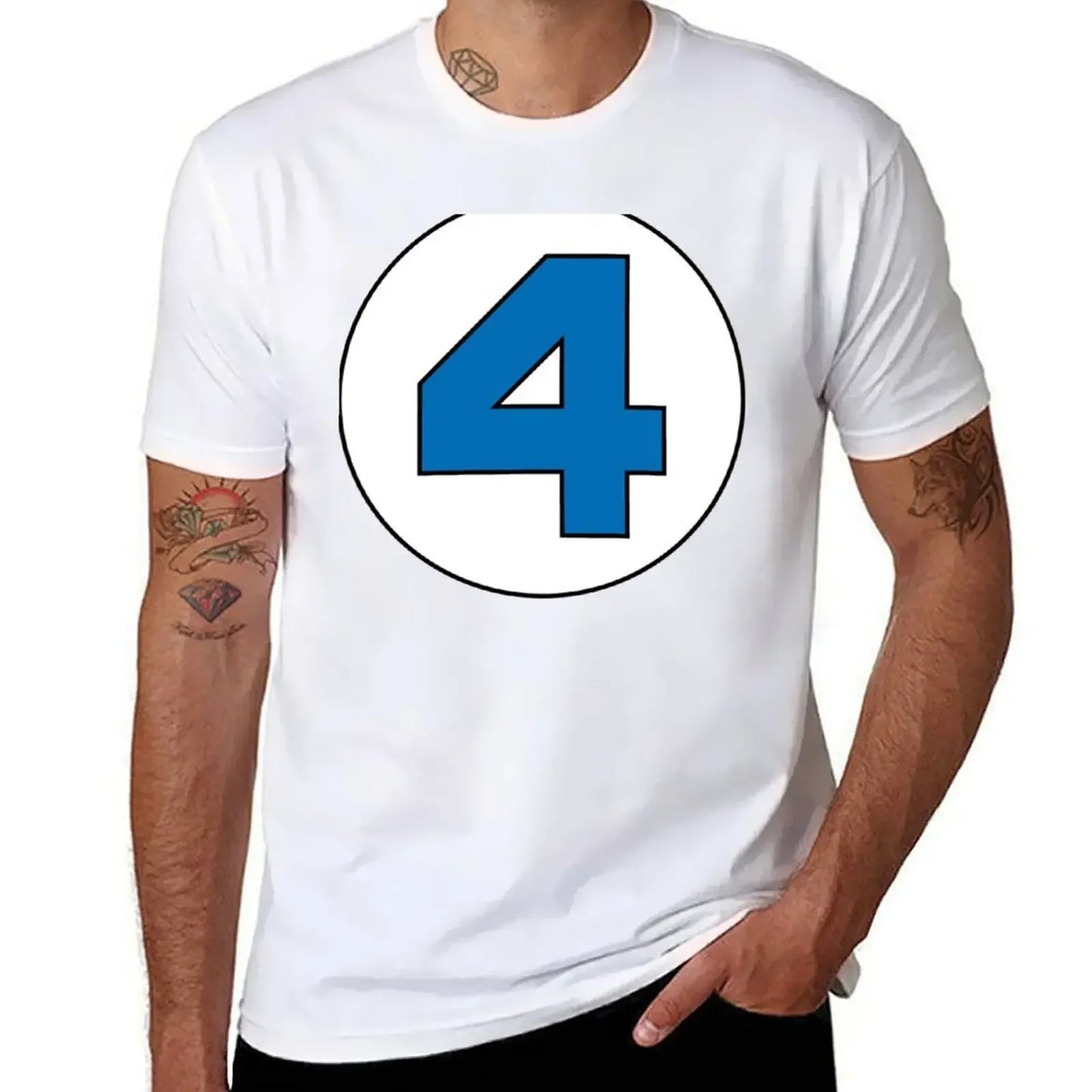 T-shirt The Fantastic 4 – stor rund logotyp i svart, oversize