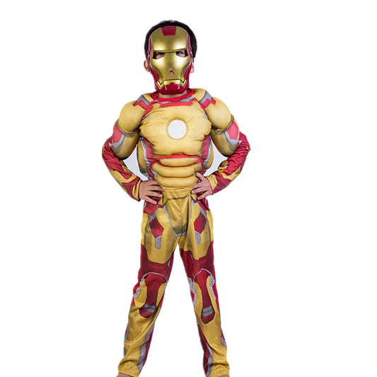 Kids' Iron Man Cosplay Costume - Gold Muscle Bodysuit