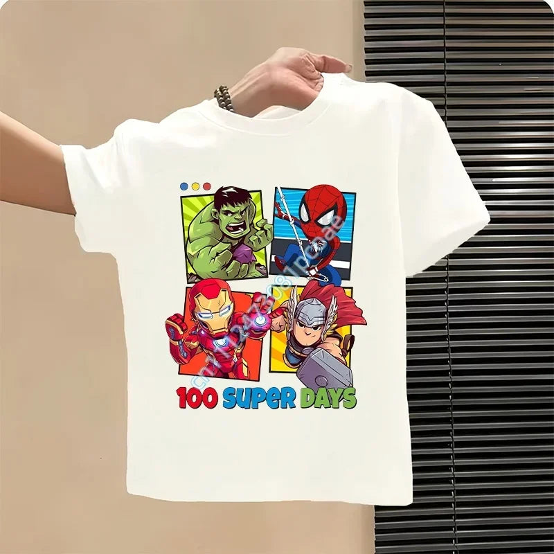 Tricou pentru copii Avengers 100 Super Days - Alb