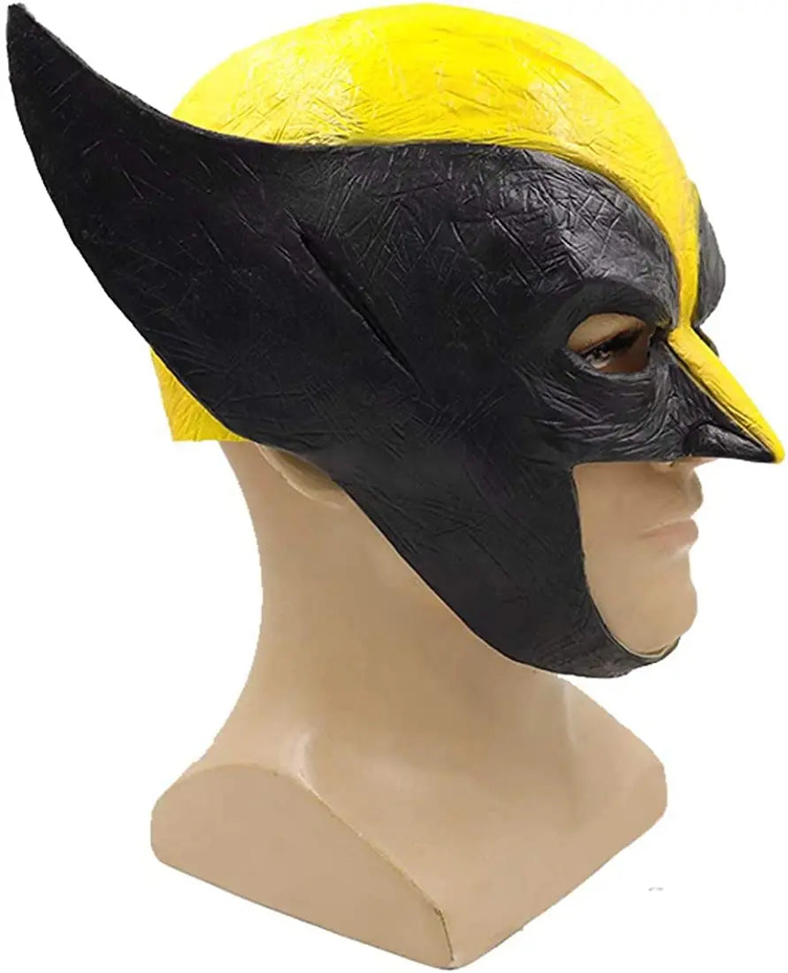 Wolverine-cosplaymask – gul och svart latexmask som täcker halva ansiktet