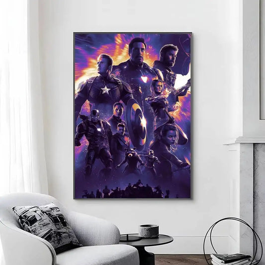 Póster Avengers Infinity War - Design de Silhueta Roxa