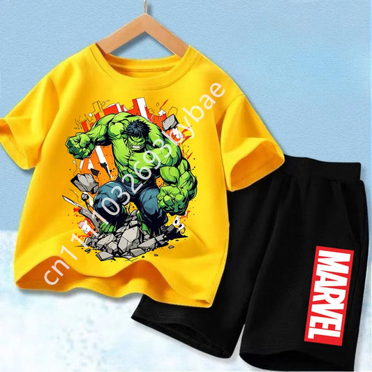 Bosszúállók Hulk gyermekpóló – sárga felső, fekete rövidnadrág