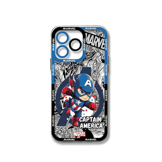 Capa para Oppo Capitão América - Chibi Marvel com Fundo de Banda Desenhada Azul
