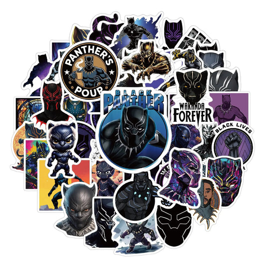 Autocollants Avengers Black Panther – lot de 50 autocollants en PVC