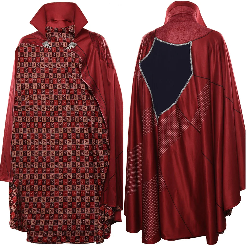 Doctor Strange Multiverse of Madness Cosplay Costume - Red Cape, Blue Robe, Amulet, Adult