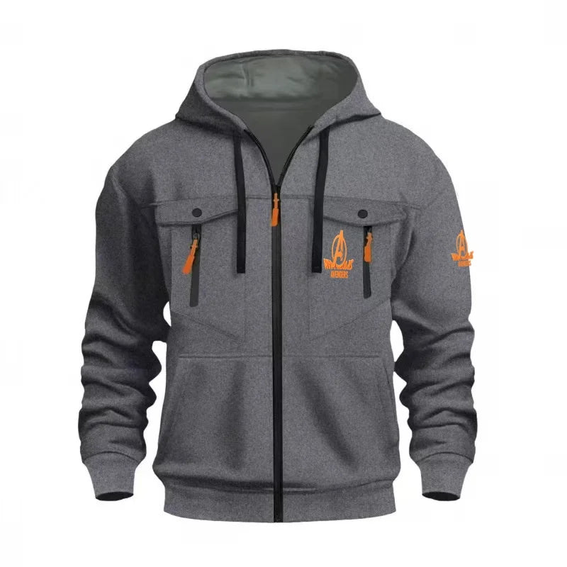 Sweatshirt Marvel Avengers com capuz e fecho - Logótipo néon, vários bolsos, para homem