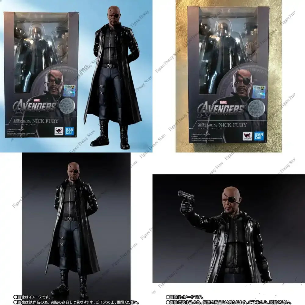 S.H.Figuarts Nick Fury-figur – Bandai, lång rock, S.H.I.E.L.D.-direktör