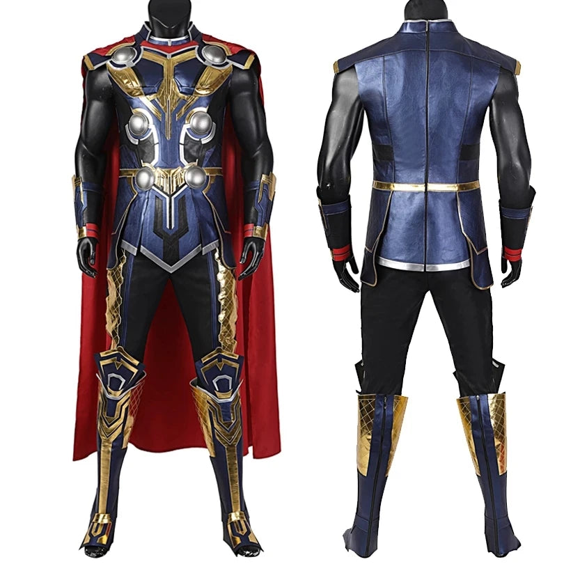 Costum de cosplay Thor Love and Thunder – combinezon Odinson cu pelerină roșie și armură
