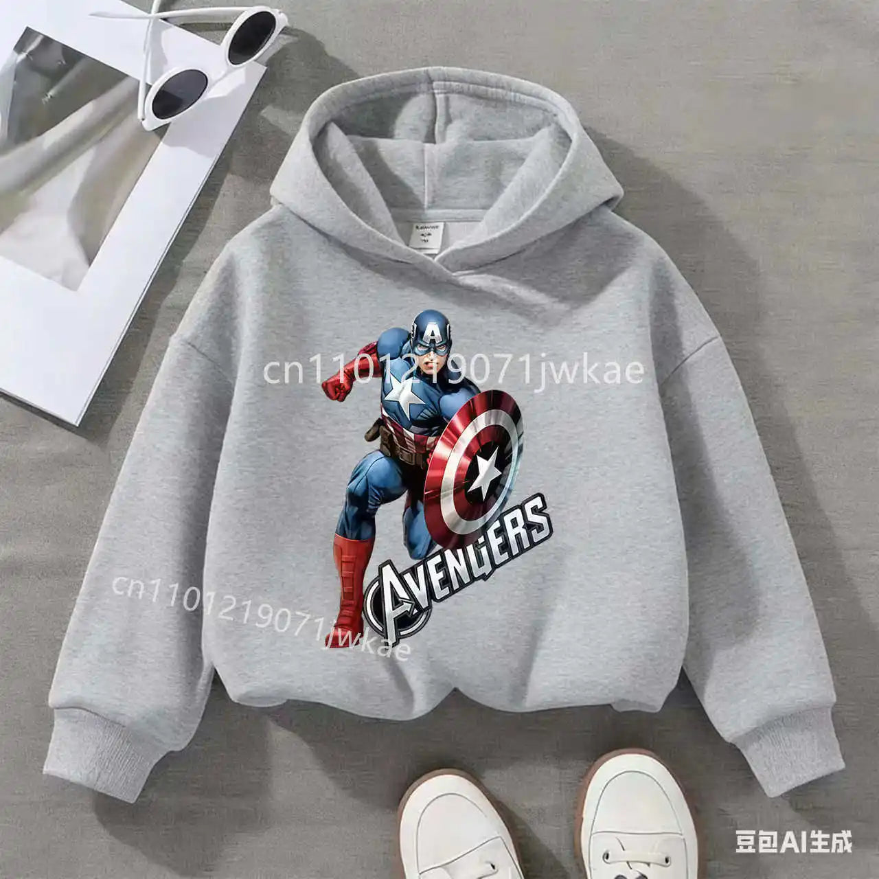Avengers Captain America Solo-børnehættetrøje – grå