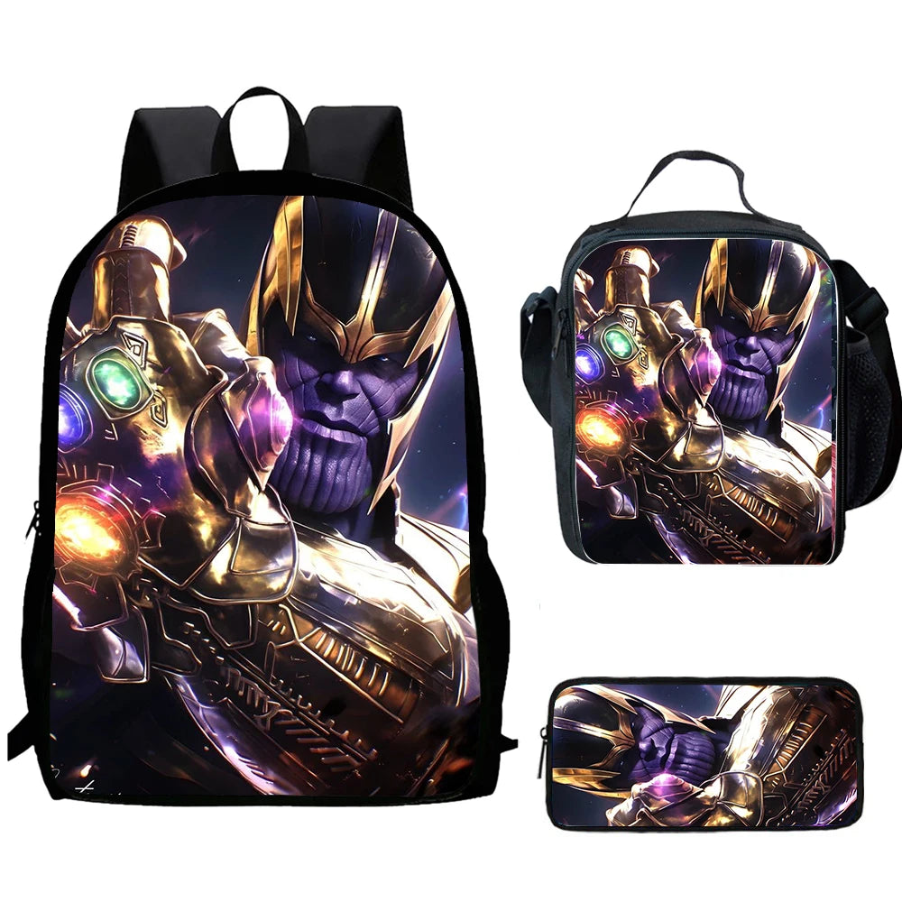 Batoh Thanos s neonovou korunou, 3dílná sada – Epický portrét, školní set pro děti