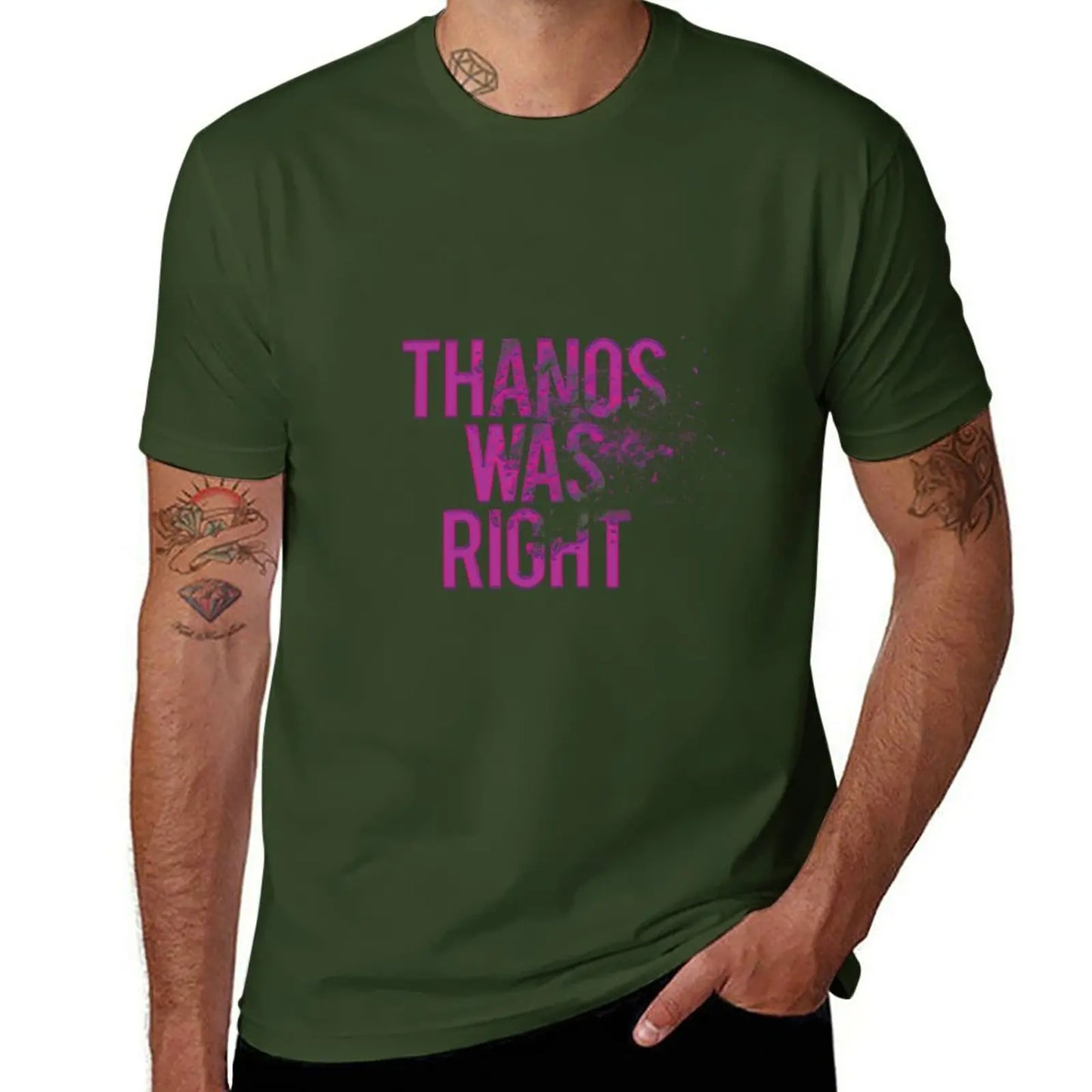 Thanos Was Right T-shirt – text med dammeffekt för män