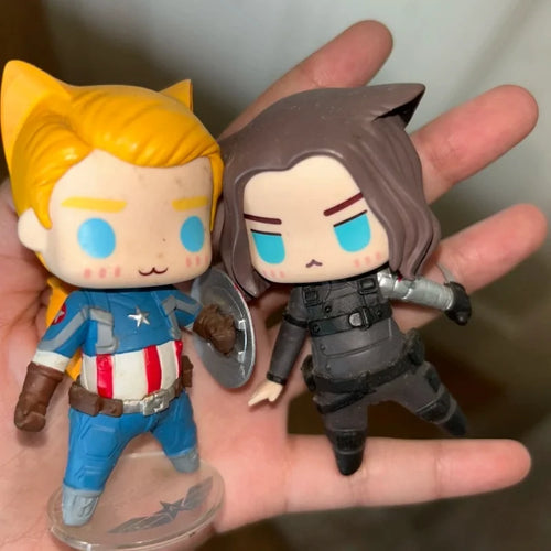 Figurine chibi Captain America et Bucky Barnes – décoration de bureau