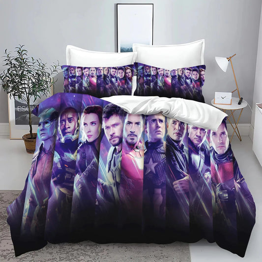 Chibi Avengers-påslakan – lila Endgame-porträtt