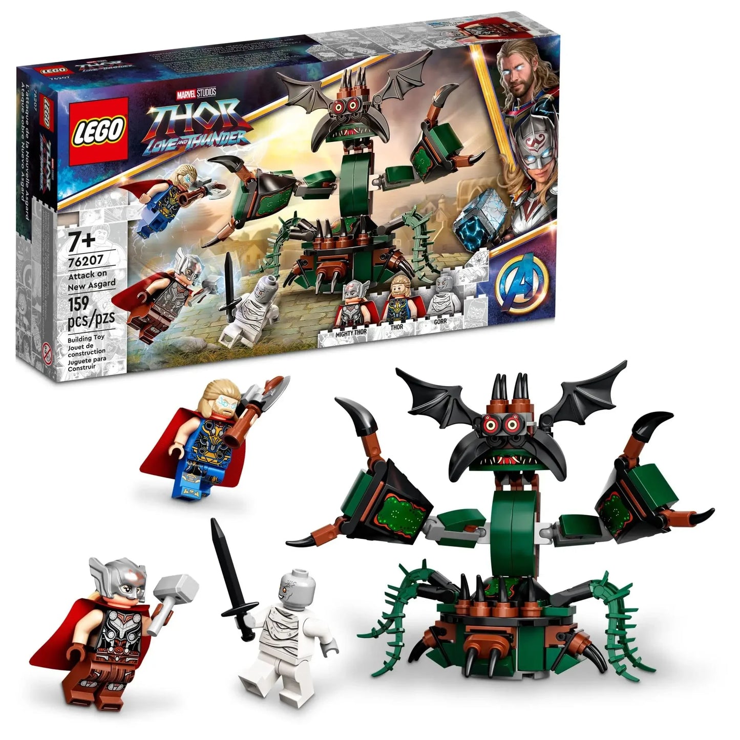 LEGO Marvel Thor Love and Thunder - Atacul asupra New Asgard, 159 de piese
