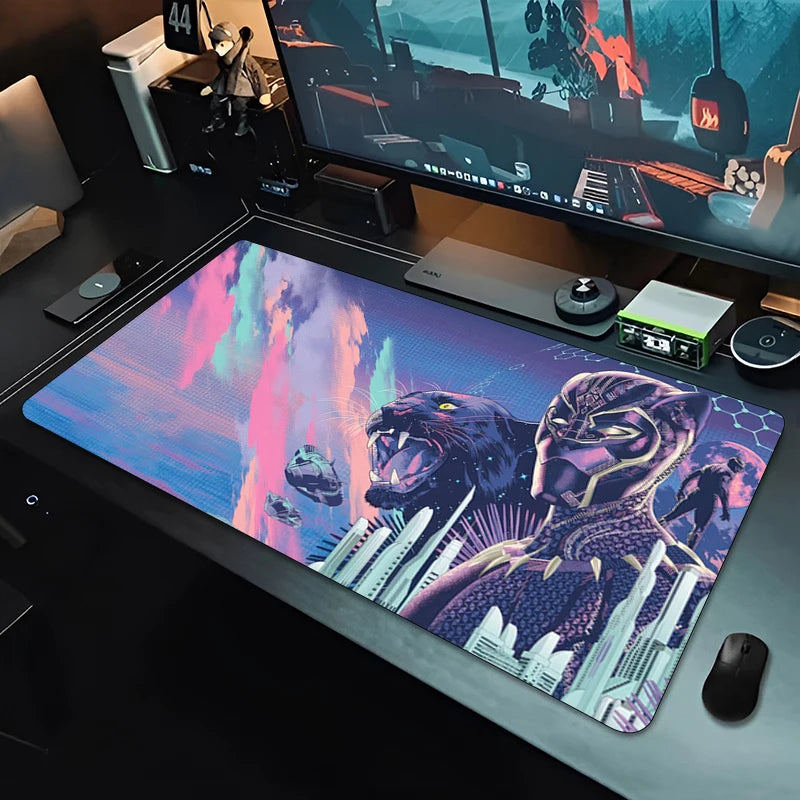 XXL gamingmussemåtte Black Panther – monokrom sort til skrivebord