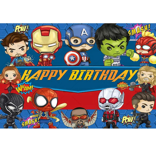 Avengers Chibi Birthday Poster - Happy Birthday